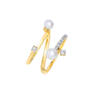 Harmony by Symphony Ring in 18K Yellow Gold with Akoya Pearls and Diamond 