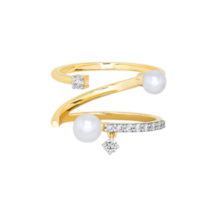 Harmony by Symphony Ring in 18K Yellow Gold with Akoya Pearls and Diamond 