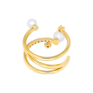 Harmony by Symphony Ring in 18K Yellow Gold with Akoya Pearls and Diamond 