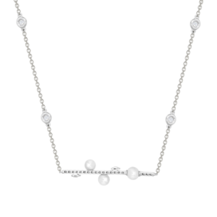 Harmony by Symphony Necklace in 18K White Gold  with Akoya Pearls and Diamond 