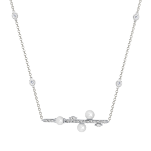 Harmony by Symphony Necklace in 18K White Gold  with Akoya Pearls and Diamond 