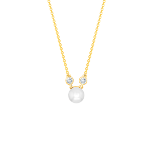 Harmony by Symphony Necklace in 18K Yellow Gold with Akoya Pearls and Diamond 