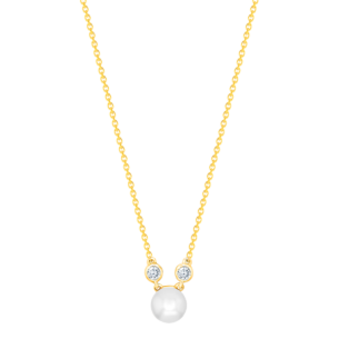 Harmony by Symphony Necklace in 18K Yellow Gold with Akoya Pearls and Diamond 