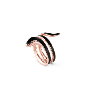 Damiani Pink gold, black ceramic and diamond ring