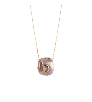 Damiani Pink gold and cappuccino ceramic necklace with diamond