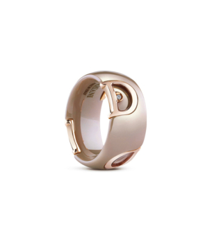 Damiani Cappuccino ceramic, pink gold and diamonds ring