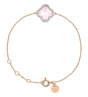 Milky Pink Quartz + Diamonds Rose Gold Victoria Bracelet
