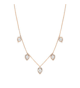  Five Diamond Pave Pear Shaped Adjustable Choker in 18K Gold