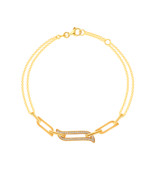 Alif Unity Double Chain 18K Yellow Gold & Diamond Bracelet 