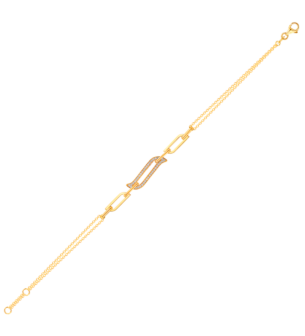 Alif Unity Double Chain 18K Yellow Gold & Diamond Bracelet 