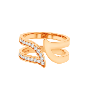 ALIF ETERNAL HALF PAVED DIAMOND RING IN 18K ROSE GOLD 