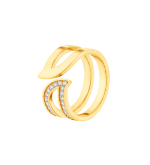 ALIF ETERNAL HALF PAVED DIAMOND RING IN 18K YELLOW  GOLD 