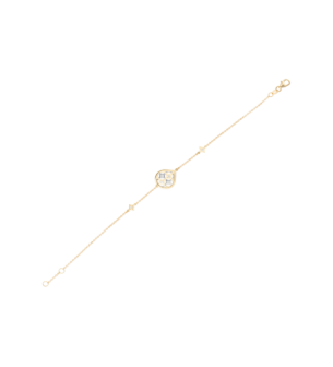Al Qasr One Charm (Drop-Shaped)  Diamond Tin Cup Bracelet in 18K Yellow and White Gold 