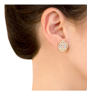  Al Qasr Drop-Shaped Diamond Earrings in 18K Yellow and White Gold 
