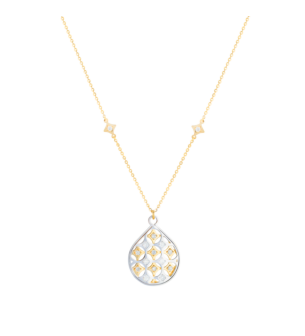 Al Qasr Arabesque (drop-Shaped) Diamond Necklace in 18K Yellow and White Gold