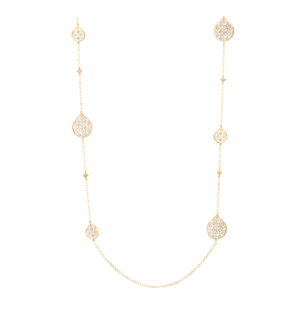 Al Qasr Drop-Shaped Diamond Long Tin Cup Necklace in 18K in White and Yellow Gold