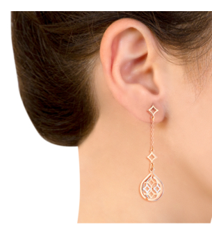 Al Qasr Drop-Shaped Drop Earrings in 18K Rose and White Gold 