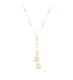 Al Qasr Two Pendant Drop-Shaped  Necklace in 18K Rose and White Gold 