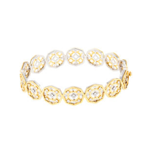 Al Qasr Arabesque Octagonal-shaped Diamond Bangle in 18K Yellow and White Gold