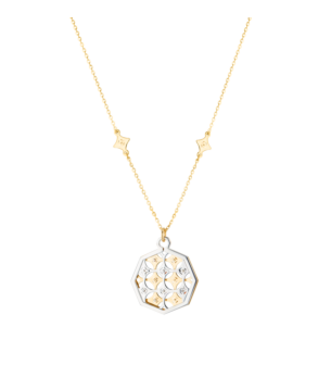 Al Qasr Arabesque (Octagonal-Shaped) Diamond Necklace in 18K Yellow and White Gold