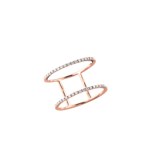 Djula Graphique Diamond Double Band Ring in 18K Gold