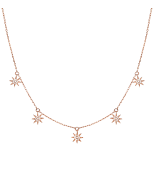 Diamond Five Sun Necklace in 18K Gold