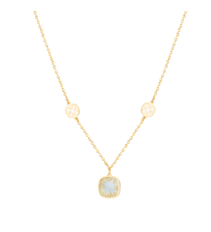 Amelia Alhambra Palace Coloured Mother Of Pearl Necklace in 18K Yellow Gold 