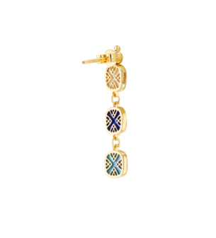 Amelia Granada Coloured Mother Of Pearl Double Sided Drop Earrings in 18K Yellow Gold 