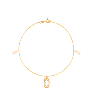 Amelia España White Mother Of Pearl Anklet in 18K Yellow Gold 
