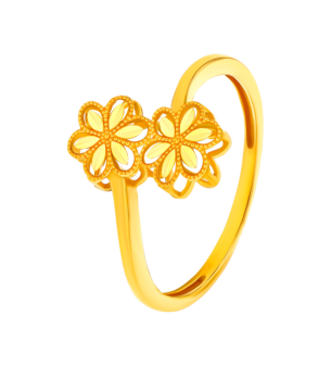 Anmol Floret Double Motif Spiral Ring in 21K Yellow Gold 