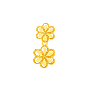 Anmol Floret Double Motif Drop Earrings in 21K Yellow Gold 
