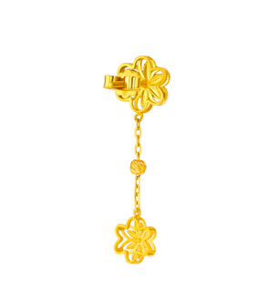 Anmol Floret Big/Small Double Motif Drop Earrings in 21K Yellow Gold 