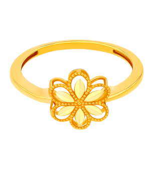 Anmol Floret Single Motif Small Ring in 21K Yellow Gold 