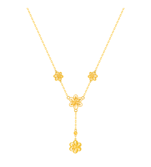 Anmol Floret Multiple Motif Y Necklace in 21K Yellow Gold 
