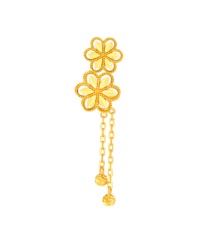 Anmol Floret Double Motif Double Chain Drop Earrings in 21K Yellow Gold 