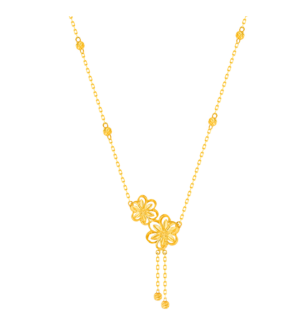 Anmol Floret Double Motif Y Necklace in 21K Yellow Gold 