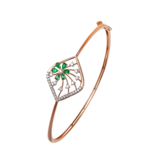 Ananya Diamond & Emerald Bangle in 18K Gold