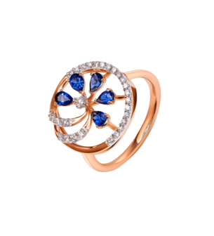 Ananya Diamond & Blue Sapphire Ring in 18K Gold