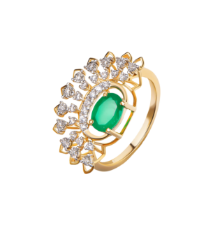 Ananya Diamond & Emerald Ring in 18K Gold