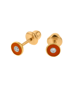 Children's Jewellery Ara Diamond Earrings With Coquelicot Enamel 