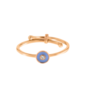 Children's Jewellery Ara Diamond Adjustable Ring With Maya Blue Enamel 