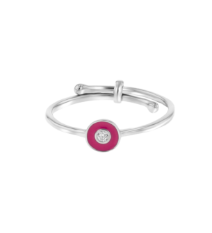 Children's Jewellery Ara Diamond Adjustable Ring With Magenta Enamel