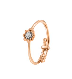 Children's Jewellery Ara Diamond Adjustable Ring Flower Rose Gold Eight Petals