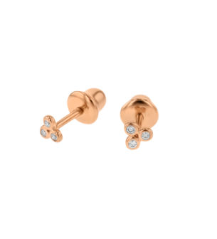 Children's Jewellery Ara Diamond Earring Rose Gold Earring Three Studs 
