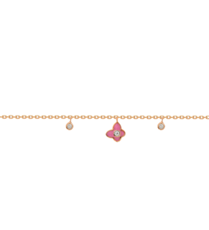 Children's Jewellery Ara Diamond Bracelet Butterfly With French Rose Enamel Rose Gold 