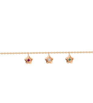 Children's Jewellery Ara Diamond and  Precious Stones Strawberry Flower Bracelet Rose Gold