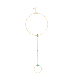 مجوهرات الأطفال من آرا  سوار بانجا متصل بخاتم مرصّع بالألماس من الذهب الأصفر على شكل فراشة