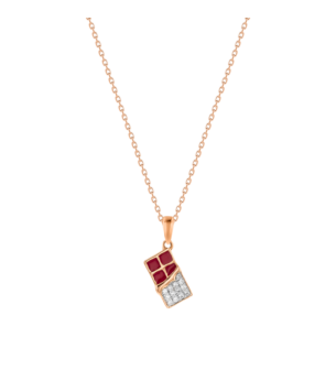 Children's Jewellery Ara Diamond Rose Gold Chocolate Bar Necklace