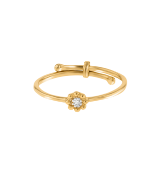 Children's Jewellery Ara Diamond Adjustable Flower Ring Yellow Gold  Six Petals 