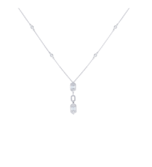 Palace Baguette Cut Diamond Necklace 18K White Gold 